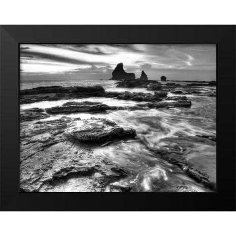 BandW Rushing Tides Black Modern Wood Framed Art Print by Nalbandian, Nish