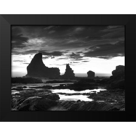Grey Cloud Tide Sunset Black Modern Wood Framed Art Print by Nalbandian, Nish