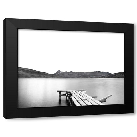 Lake with Dock Black Modern Wood Framed Art Print by Nalbandian, Nish