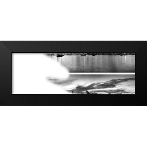 2-Up Sunset Panorama Harbor Black Modern Wood Framed Art Print by Nalbandian, Nish