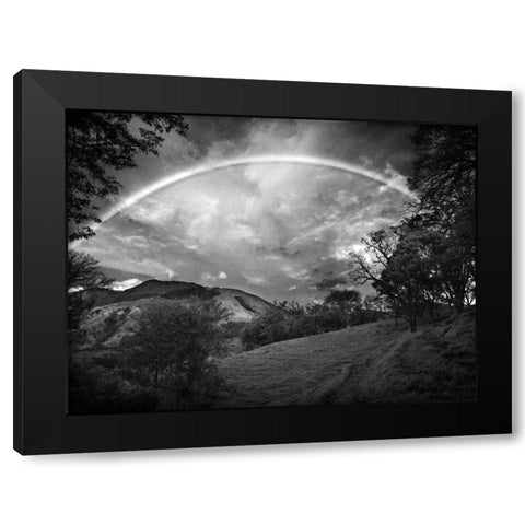 Green Field With Rainbow Black Modern Wood Framed Art Print by Nalbandian, Nish
