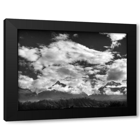 Pyramids, Mountains and Clouds Black Modern Wood Framed Art Print with Double Matting by Nalbandian, Nish