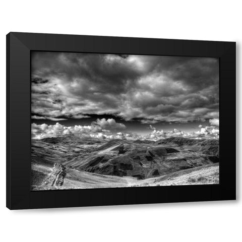Patchwork Mountains Black Modern Wood Framed Art Print by Nalbandian, Nish