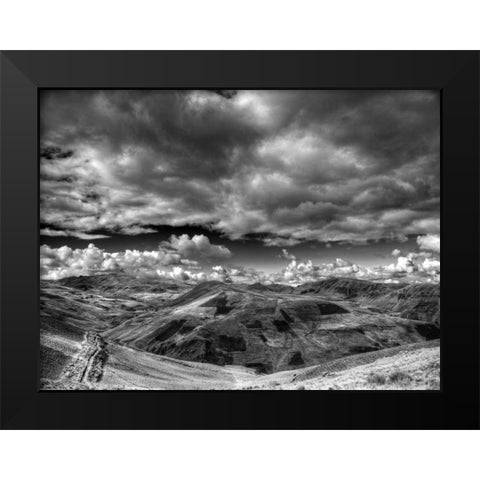 Patchwork Mountains Black Modern Wood Framed Art Print by Nalbandian, Nish