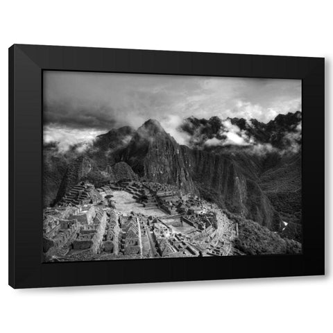 Machu Picchu Black Modern Wood Framed Art Print with Double Matting by Nalbandian, Nish