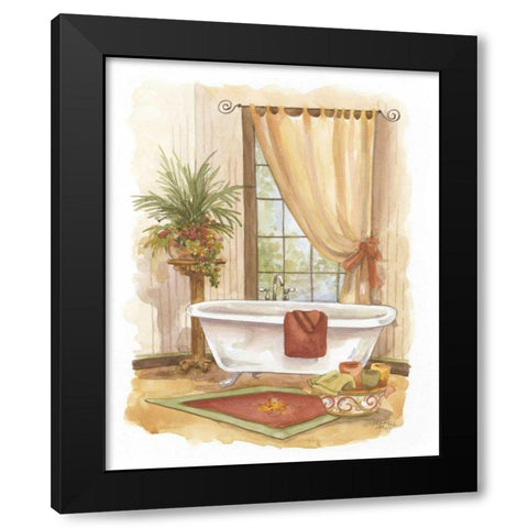 Watercolor Bath in Spice II Black Modern Wood Framed Art Print with Double Matting by Van Dijk, Jerianne