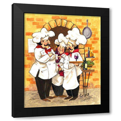 Wine Chefs Black Modern Wood Framed Art Print with Double Matting by Van Dijk, Jerianne