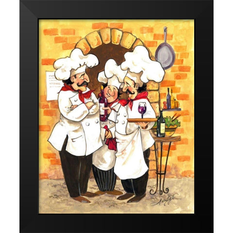 Wine Chefs Black Modern Wood Framed Art Print by Van Dijk, Jerianne