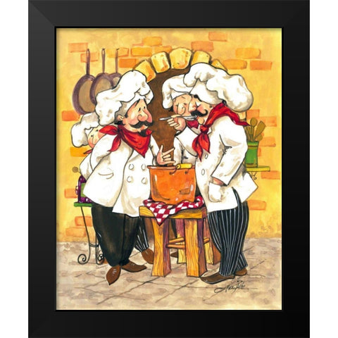 Soup Chefs Black Modern Wood Framed Art Print by Van Dijk, Jerianne
