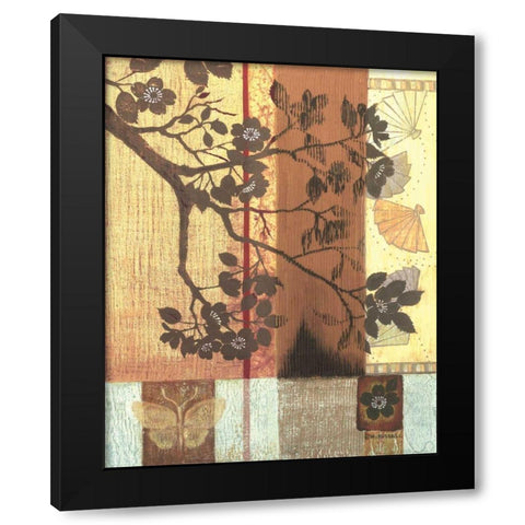Asian Blossoming Branch Black Modern Wood Framed Art Print with Double Matting by Russell, Wendy