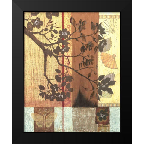 Asian Blossoming Branch Black Modern Wood Framed Art Print by Russell, Wendy