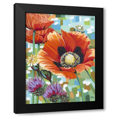 Vivid Poppies II Black Modern Wood Framed Art Print with Double Matting by Vitaletti, Carolee