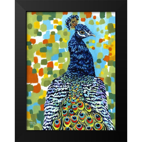 Plumed Peacock II Black Modern Wood Framed Art Print by Vitaletti, Carolee