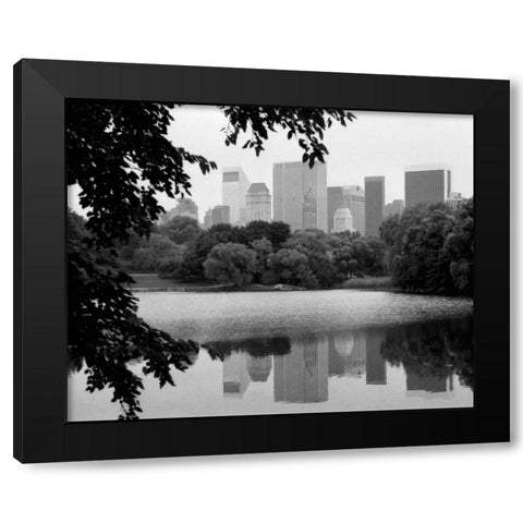 NYC Skyline X Black Modern Wood Framed Art Print with Double Matting by Pica, Jeff