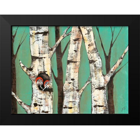 Birch Grove on Teal I Black Modern Wood Framed Art Print by Reynolds, Jade