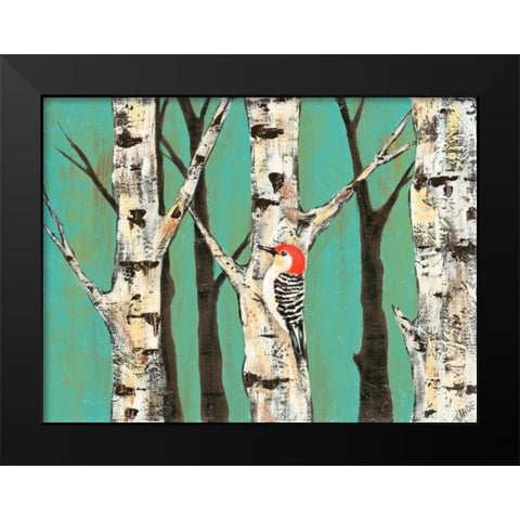 Birch Grove on Teal II Black Modern Wood Framed Art Print by Reynolds, Jade