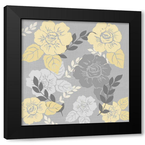 Yellow Roses on Grey I Black Modern Wood Framed Art Print with Double Matting by Reynolds, Jade