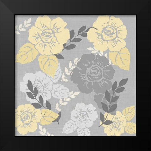 Yellow Roses on Grey I Black Modern Wood Framed Art Print by Reynolds, Jade