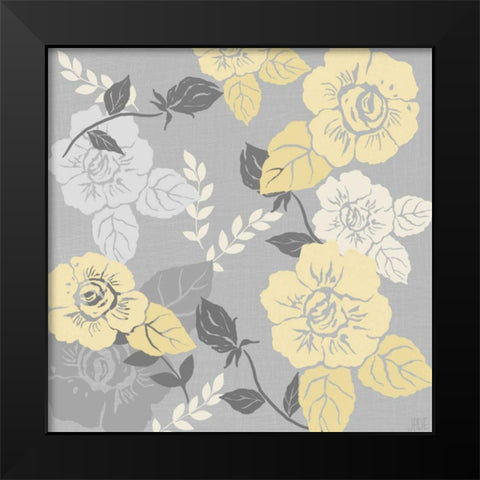 Yellow Roses on Grey II Black Modern Wood Framed Art Print by Reynolds, Jade