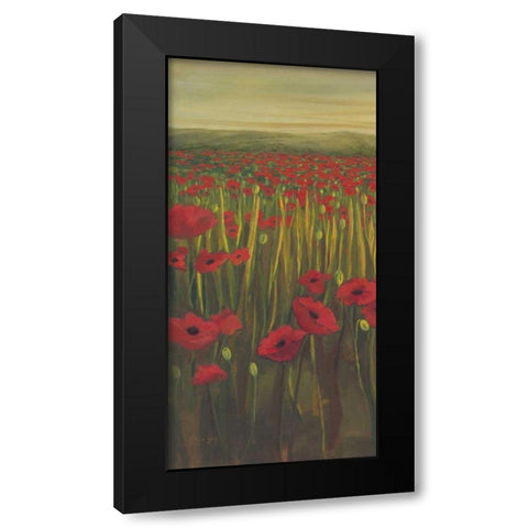 Red Poppies in Field I Black Modern Wood Framed Art Print with Double Matting by Joy, Julie