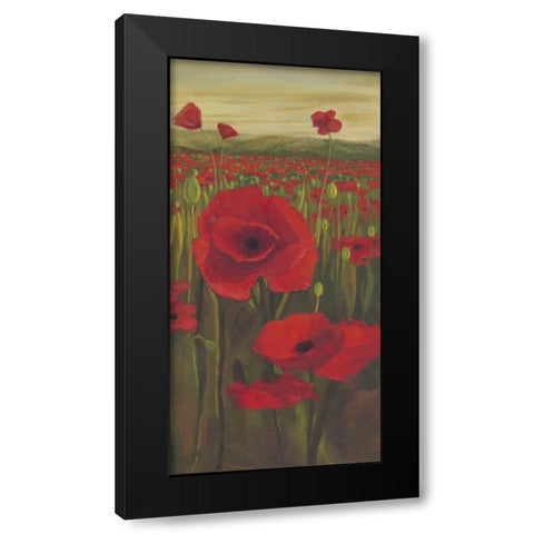 Red Poppies in Field II Black Modern Wood Framed Art Print with Double Matting by Joy, Julie