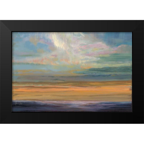 Distant Orange Light Black Modern Wood Framed Art Print by Joy, Julie