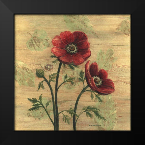 Anemone on Wood Black Modern Wood Framed Art Print by Russell, Wendy