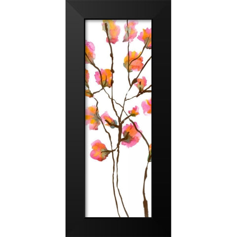 Inky Blossoms I Black Modern Wood Framed Art Print by Velasquez, Deborah