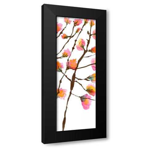 Inky Blossoms II Black Modern Wood Framed Art Print by Velasquez, Deborah