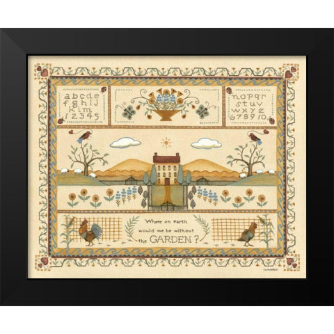 Garden Sampler I Black Modern Wood Framed Art Print by Wendy Russell