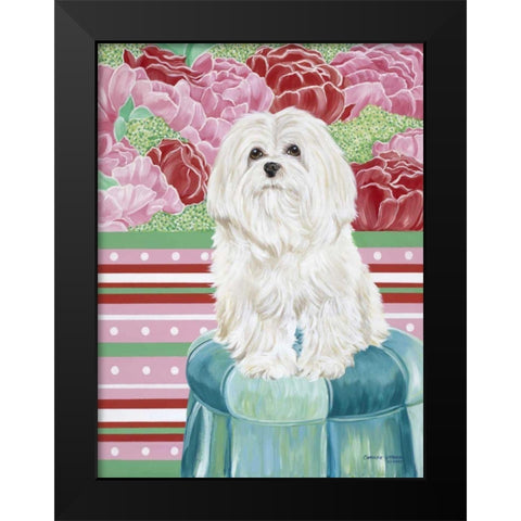 Della Rose Maltese Black Modern Wood Framed Art Print by Vitaletti, Carolee