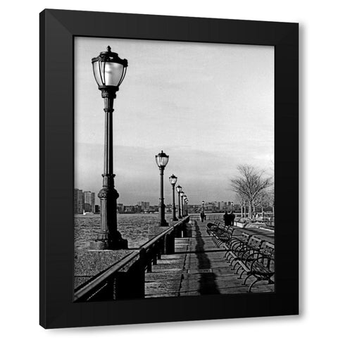 Battery Park City III Black Modern Wood Framed Art Print with Double Matting by Pica, Jeff