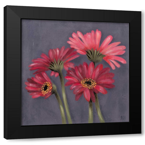 Gerbers on Grey I Black Modern Wood Framed Art Print with Double Matting by Reynolds, Jade
