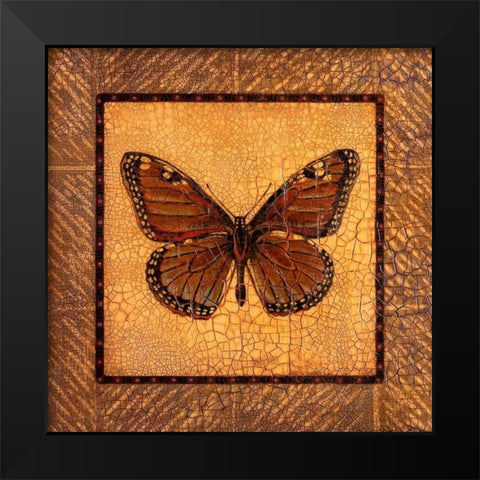 Crackled Butterfly - Monarch Black Modern Wood Framed Art Print by Russell, Wendy