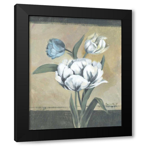 White Tulips I Black Modern Wood Framed Art Print with Double Matting by Cohen, Marietta