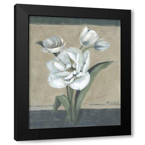 White Tulips II Black Modern Wood Framed Art Print with Double Matting by Cohen, Marietta