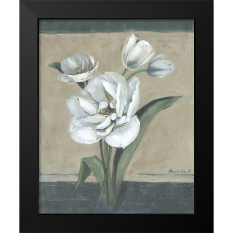 White Tulips II Black Modern Wood Framed Art Print by Cohen, Marietta