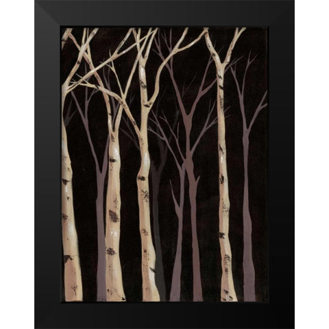 Midnight Birches II Black Modern Wood Framed Art Print by Reynolds, Jade