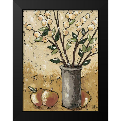 Leaves and Apples Black Modern Wood Framed Art Print by Reynolds, Jade