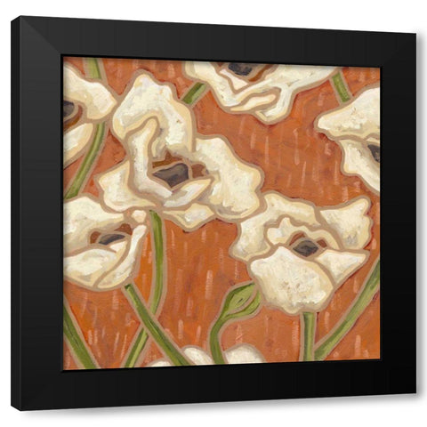 Persimmon Floral I Black Modern Wood Framed Art Print with Double Matting by Deans, Karen