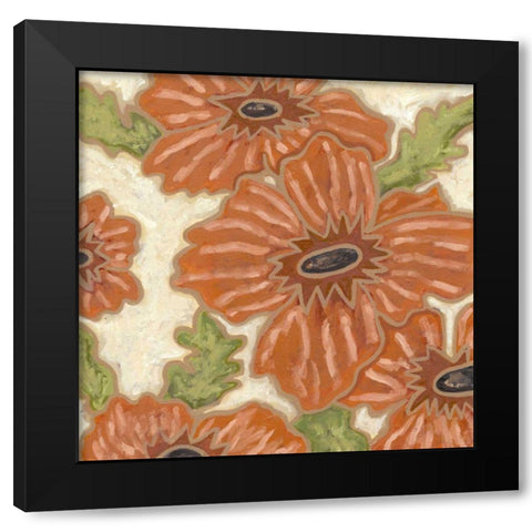 Persimmon Floral IV Black Modern Wood Framed Art Print by Deans, Karen