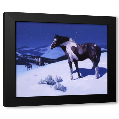 Painted Night Black Modern Wood Framed Art Print with Double Matting by Chapman, Julie T.