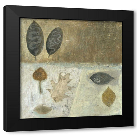 Neutral Leaves III Black Modern Wood Framed Art Print with Double Matting by Ray, Elena