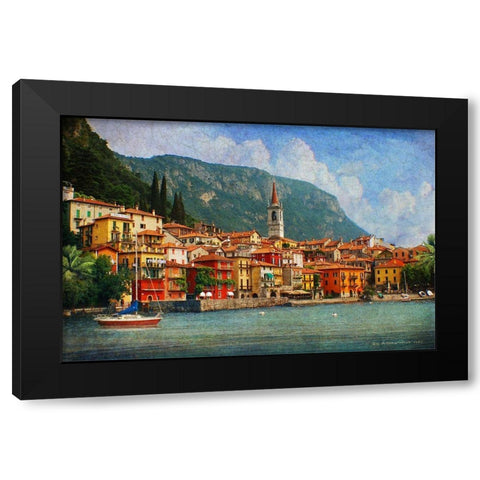Custom Como Village (ASH) Black Modern Wood Framed Art Print with Double Matting by Vest, Chris