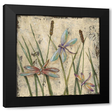 Dancing Dragonflies I Black Modern Wood Framed Art Print with Double Matting by Reynolds, Jade