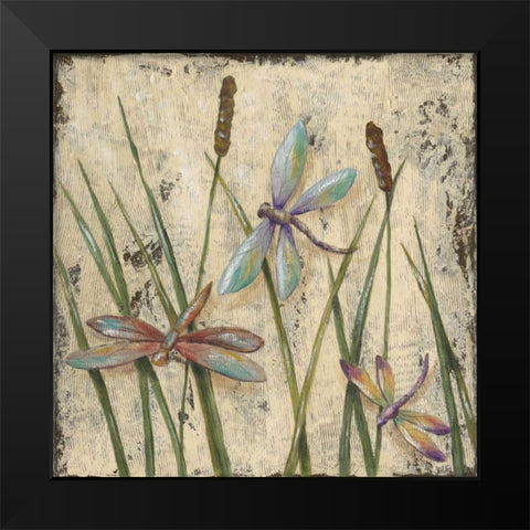 Dancing Dragonflies I Black Modern Wood Framed Art Print by Reynolds, Jade