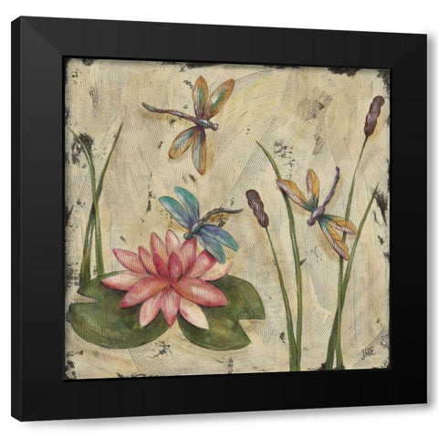 Dancing Dragonflies II Black Modern Wood Framed Art Print with Double Matting by Reynolds, Jade