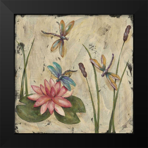 Dancing Dragonflies II Black Modern Wood Framed Art Print by Reynolds, Jade