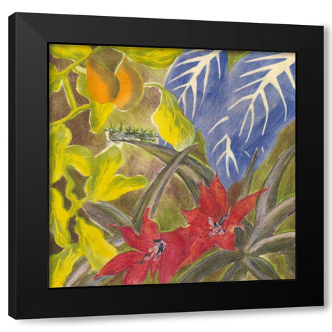 Tropical Monotype I Black Modern Wood Framed Art Print with Double Matting by Roth, Carolyn
