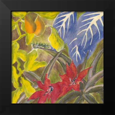 Tropical Monotype I Black Modern Wood Framed Art Print by Roth, Carolyn